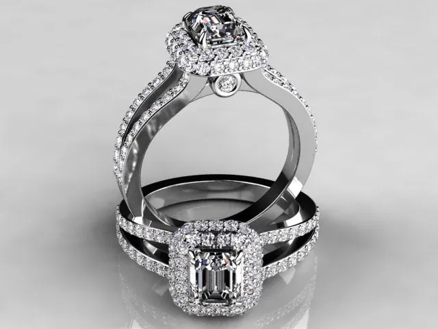 Emerald Cut Halo Style Engagement Ring by Christopher Michael