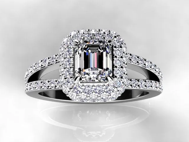 Emerald Cut Halo Style Engagement Ring by Christopher Michael