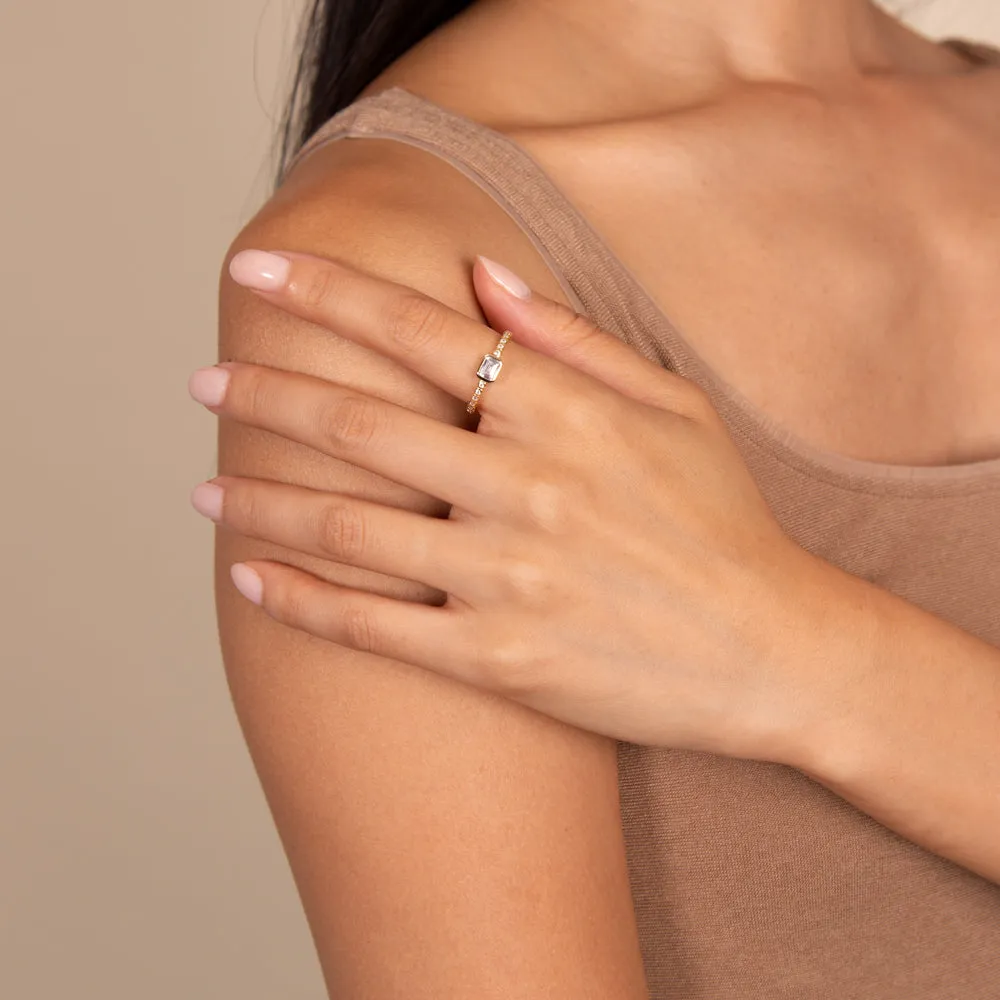 Emerald Shape Bezel Ring