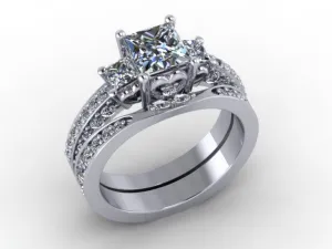 Engagement Ring with Matching Wedding Band Designed By Christopher Michael