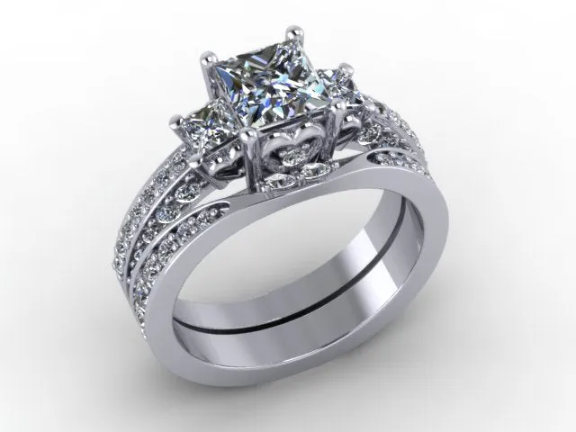 Engagement Ring with Matching Wedding Band Designed By Christopher Michael