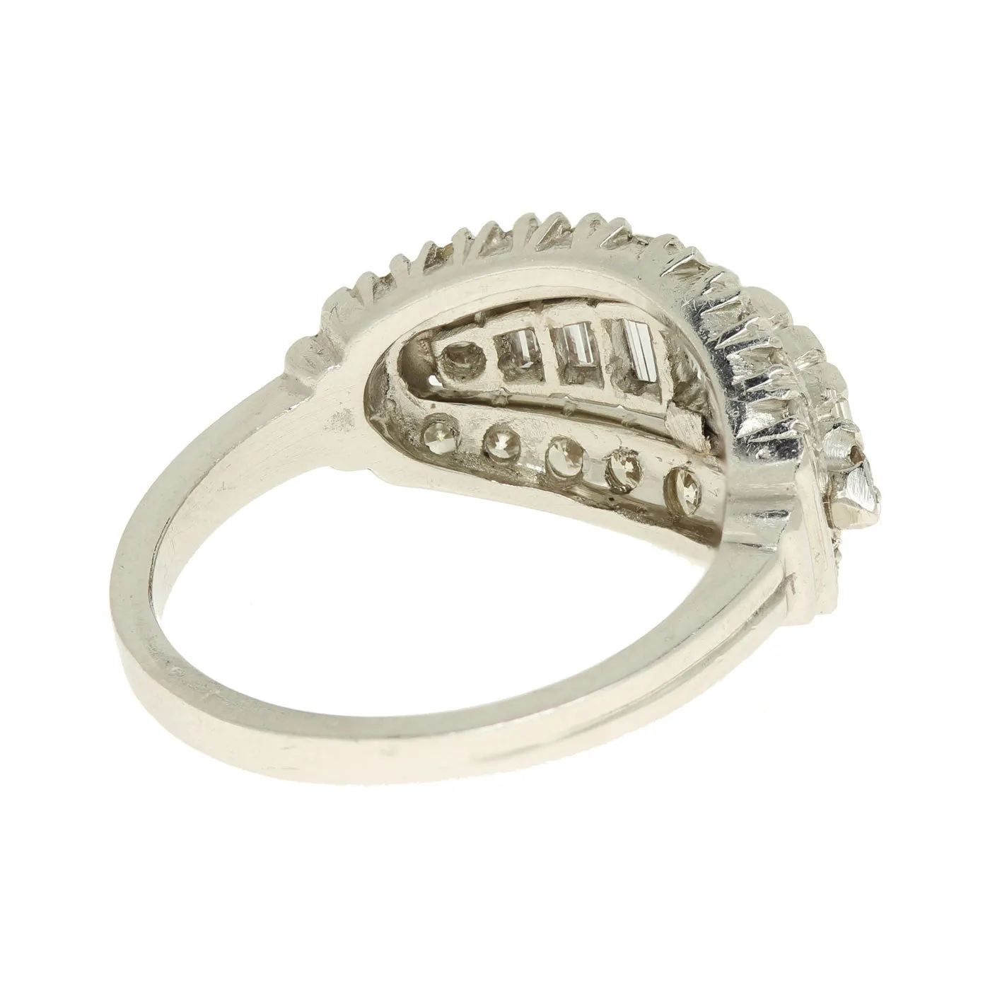 Estate Platinum Diamond Pave Baguette Ring