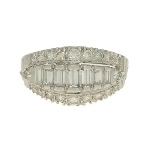 Estate Platinum Diamond Pave Baguette Ring