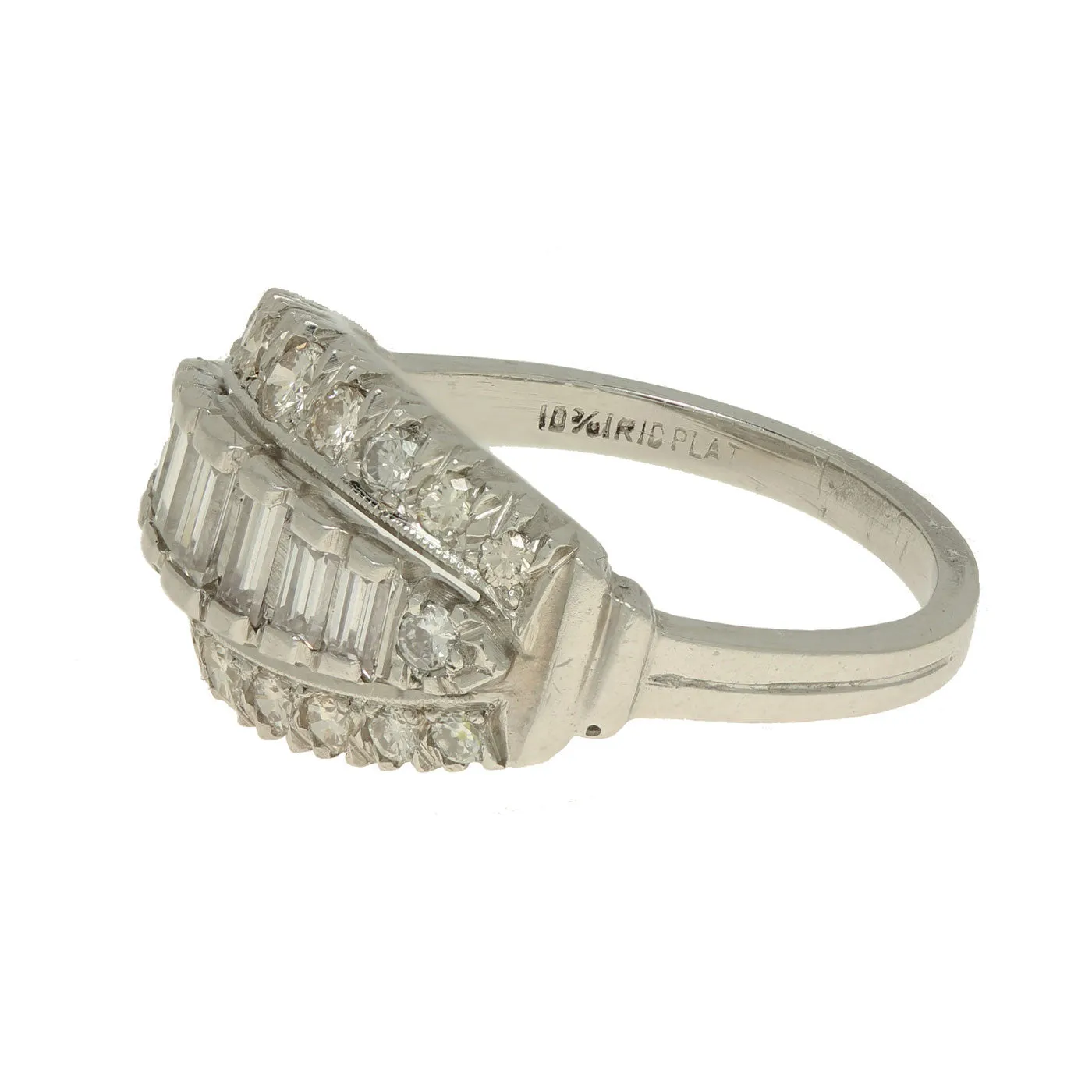 Estate Platinum Diamond Pave Baguette Ring