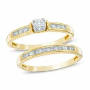 EternalDia 10k Yellow Gold Diamond Bridal Set Ring (0.25ct, IJ/I2I3)