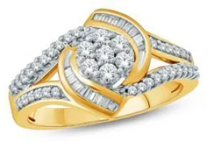 EternalDia White Diamond Engagement Ring 10k Yellow Gold