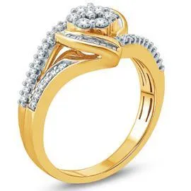 EternalDia White Diamond Engagement Ring 10k Yellow Gold