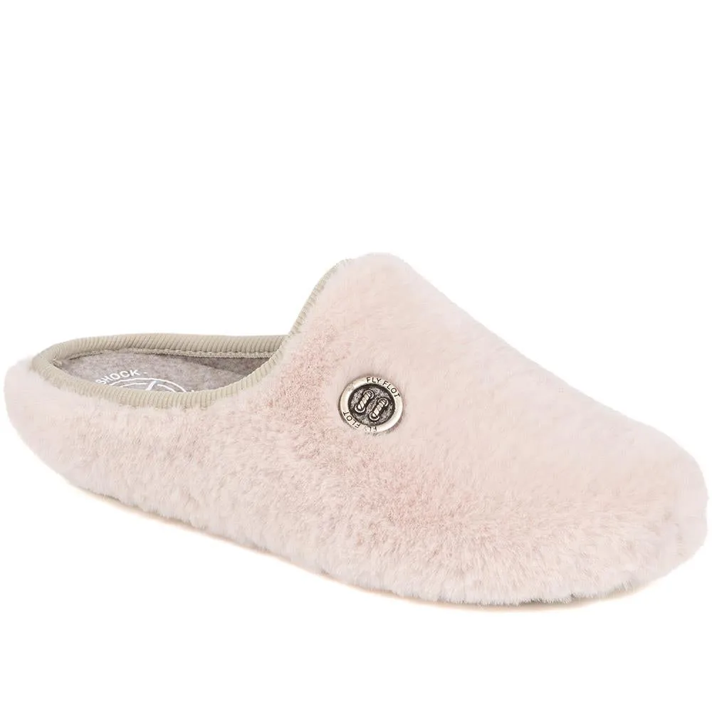 Faux Fur Mule Slippers - FLY38017 / 324 105