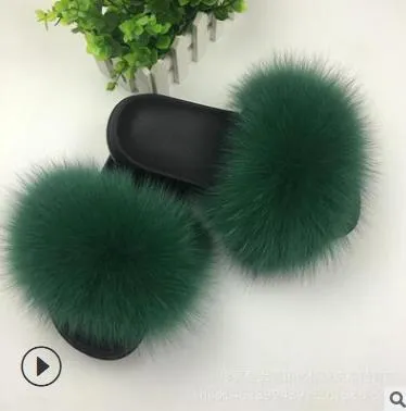 Faux Fur Slippers Women