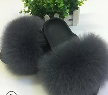Faux Fur Slippers Women