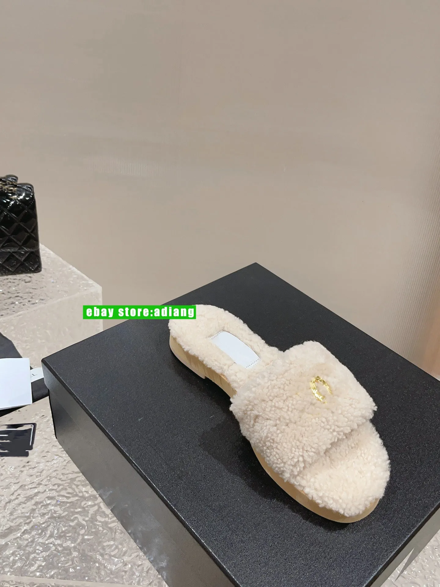 fleece slippers flats shoes soft comfort warm shoes fashion women 2023 35-41 black white beige