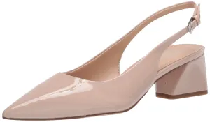 Franco Sarto Womens Racer Slingback Low Block Heel Pointed Toe Pump, Nude, 9.5 US