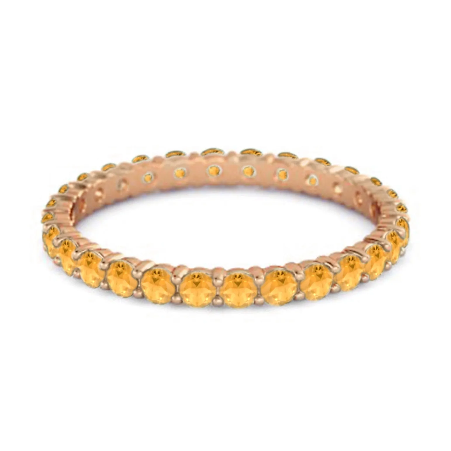 Full Eternity Citrine 925 Sterling Silver Stacking Bridal Ring