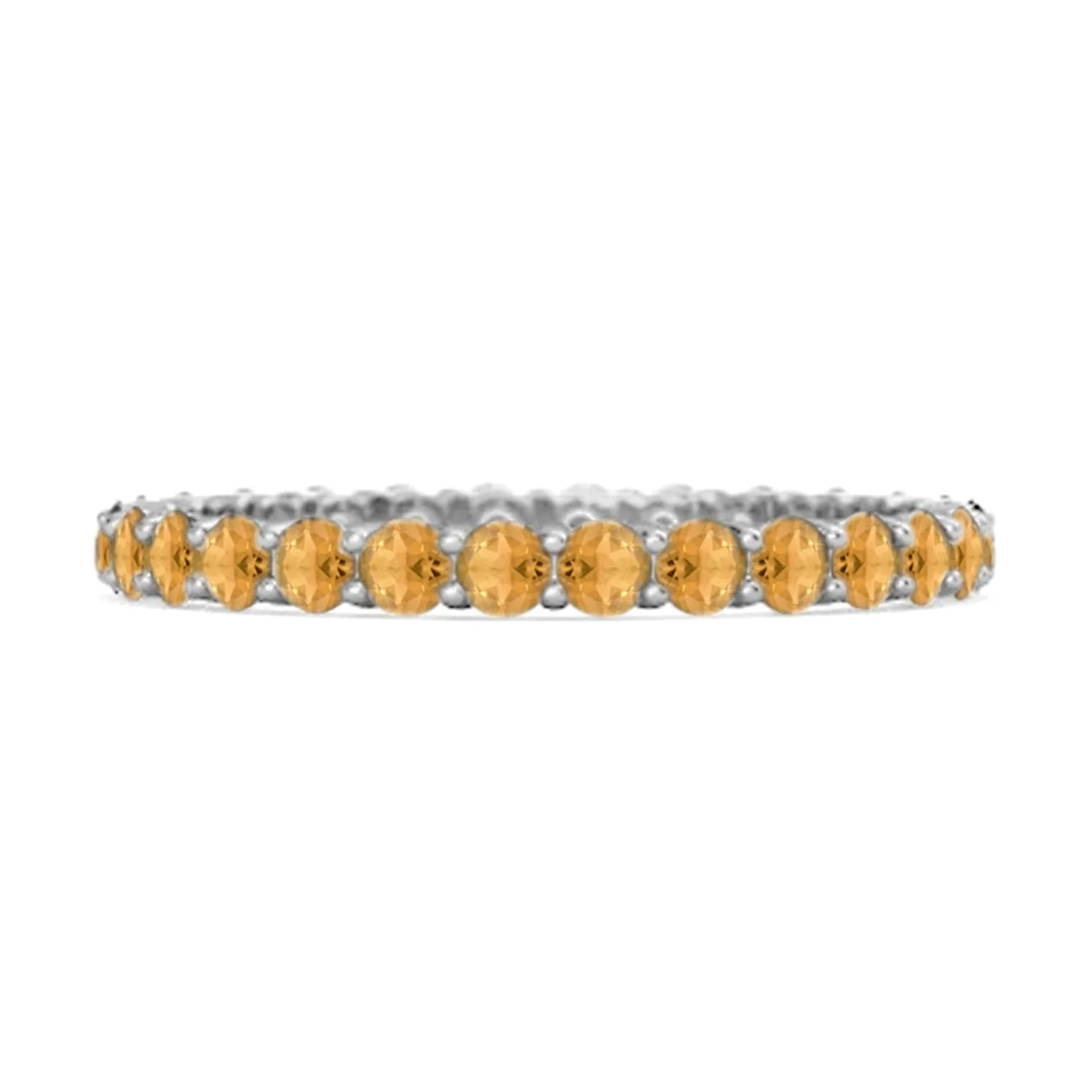 Full Eternity Citrine 925 Sterling Silver Stacking Bridal Ring