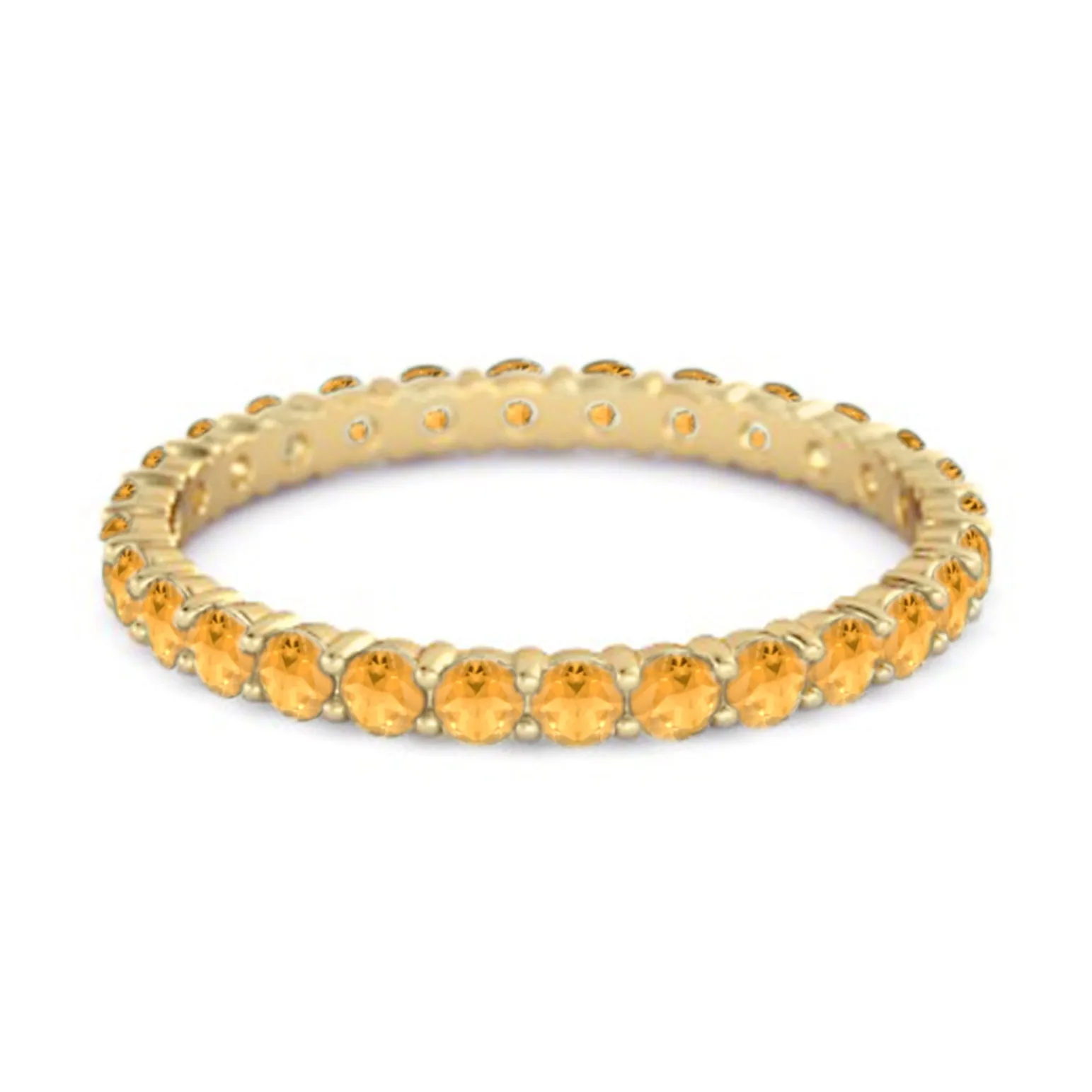 Full Eternity Citrine 925 Sterling Silver Stacking Bridal Ring