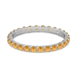 Full Eternity Citrine 925 Sterling Silver Stacking Bridal Ring
