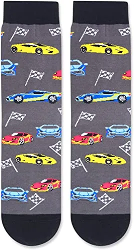 Fun Racing Car Socks for Men Who Love Racing Car, Novelty Racing Car Gifts,Men Gag Gifts, Gifts for Racing Car Lovers, Funny Sayings If You Can Read This, The Race Is On Socks