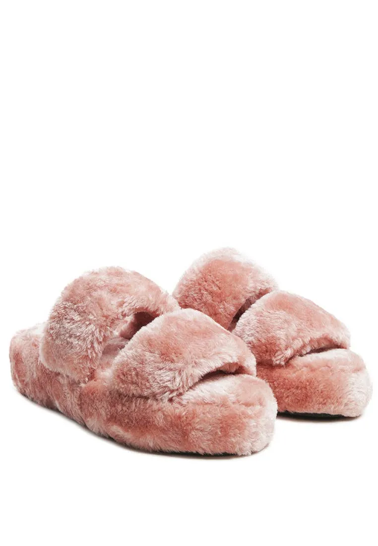Fur Sandal Slippers Pink