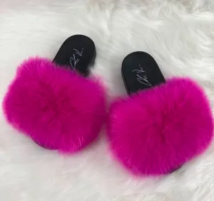Fur Slides- Fuchsia