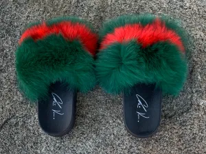 Fur Slides- Red and Green