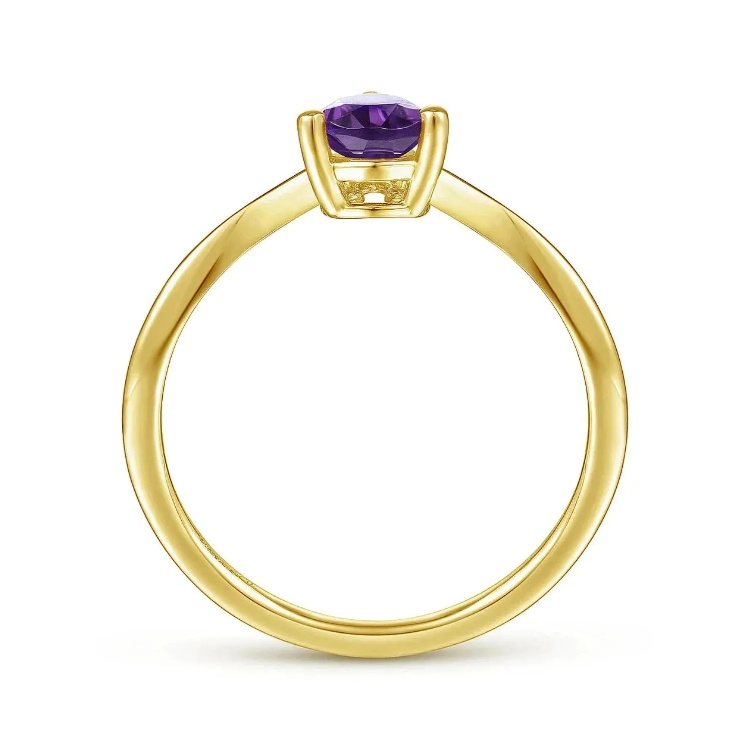 Gabriel & Co. Teardrop Amethyst and Diamond Triangle Ring