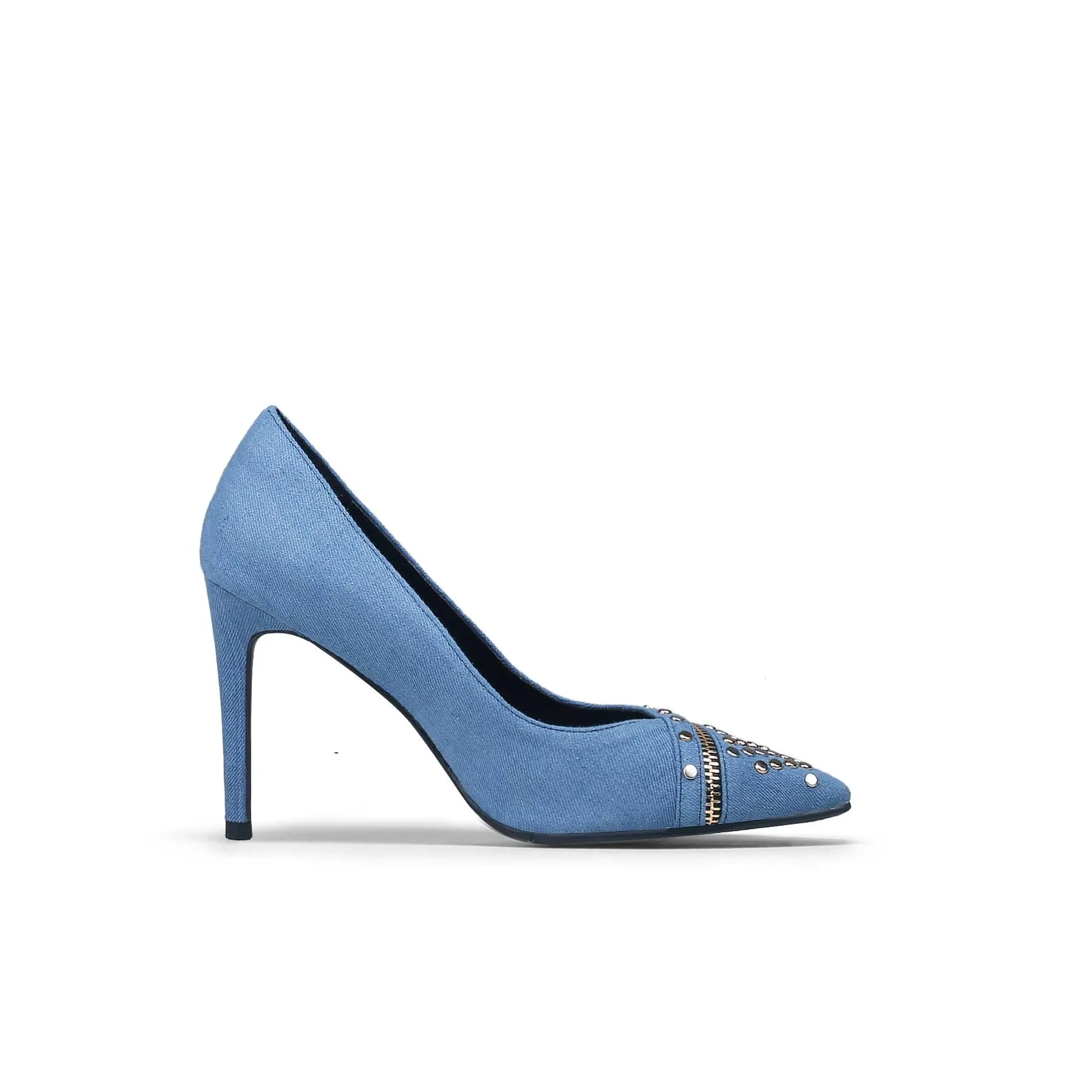 Gelson Metal Stud Embellished Denim Stilettos - Blue