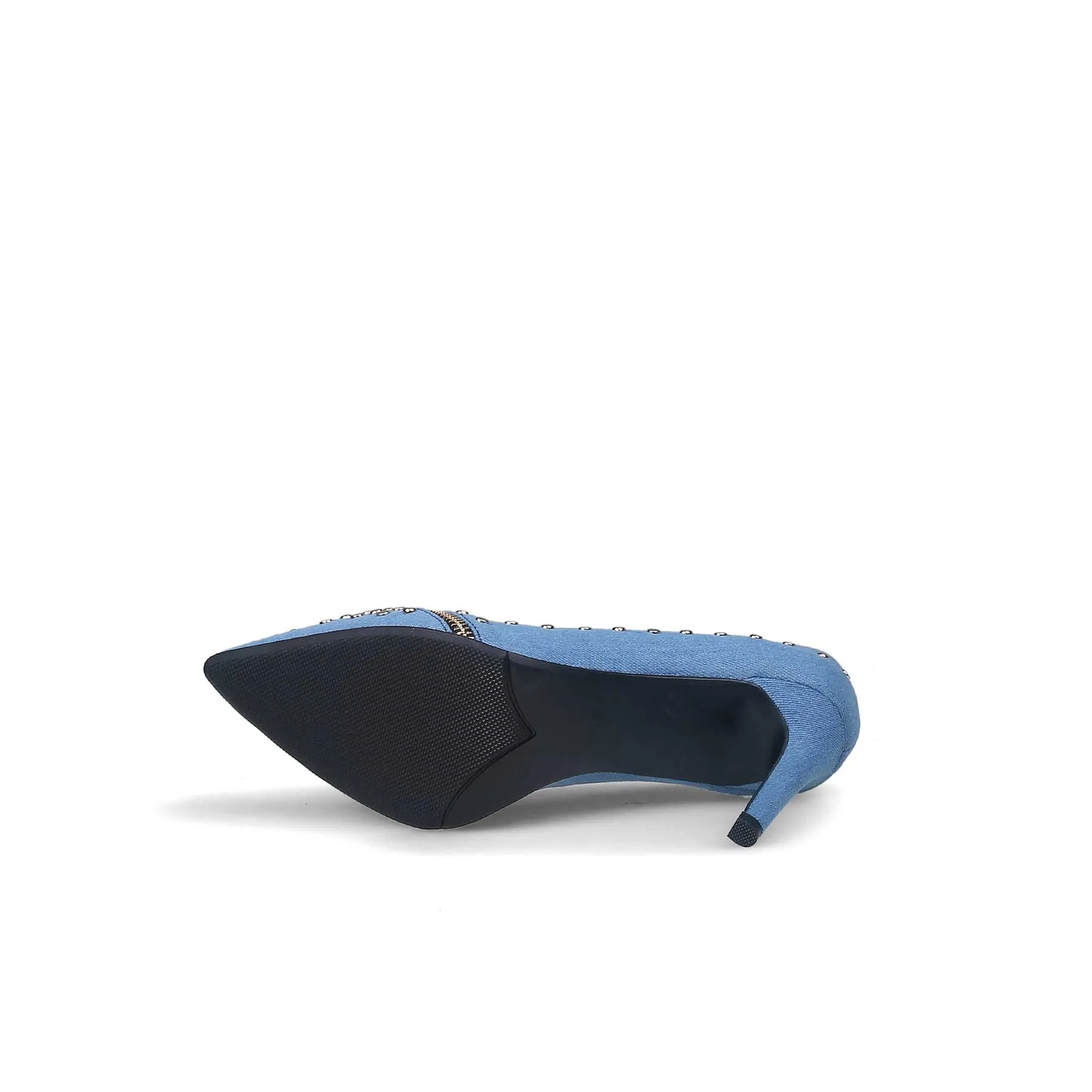 Gelson Metal Stud Embellished Denim Stilettos - Blue