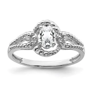 Genuine Diamond and Genuine White Topaz Ring - April Birthstone Ring