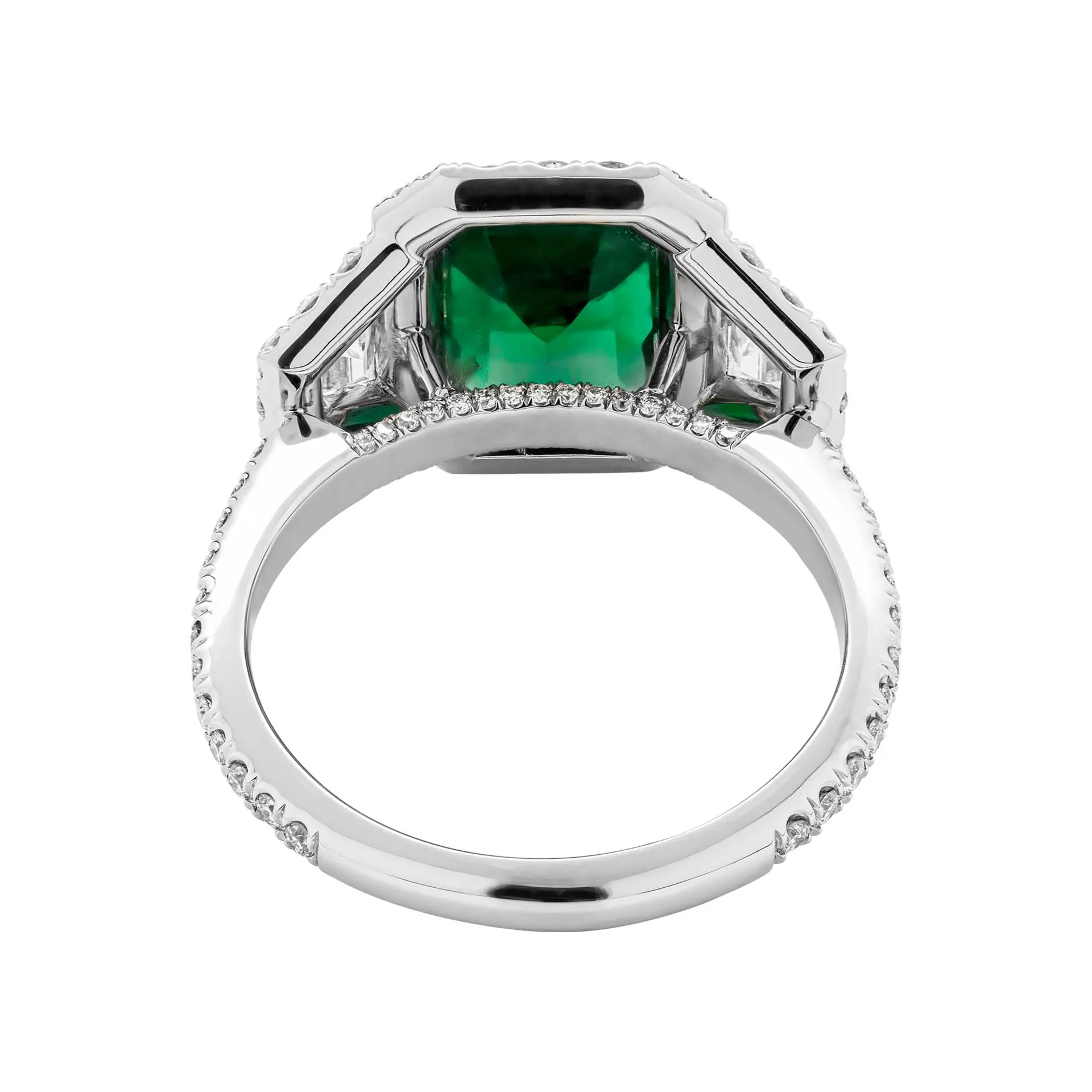 GIA Certified Green Emerald 3 Stone Ring