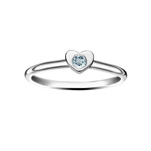 Girl's Heart Stacking Birthstone Rings - Sterling Silver
