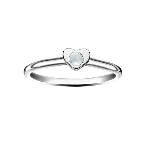 Girl's Heart Stacking Birthstone Rings - Sterling Silver