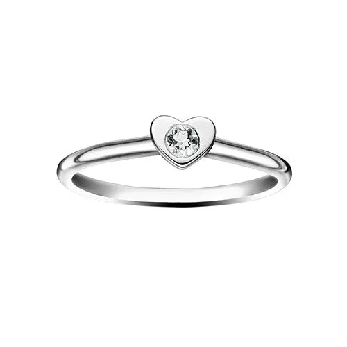 Girl's Heart Stacking Birthstone Rings - Sterling Silver