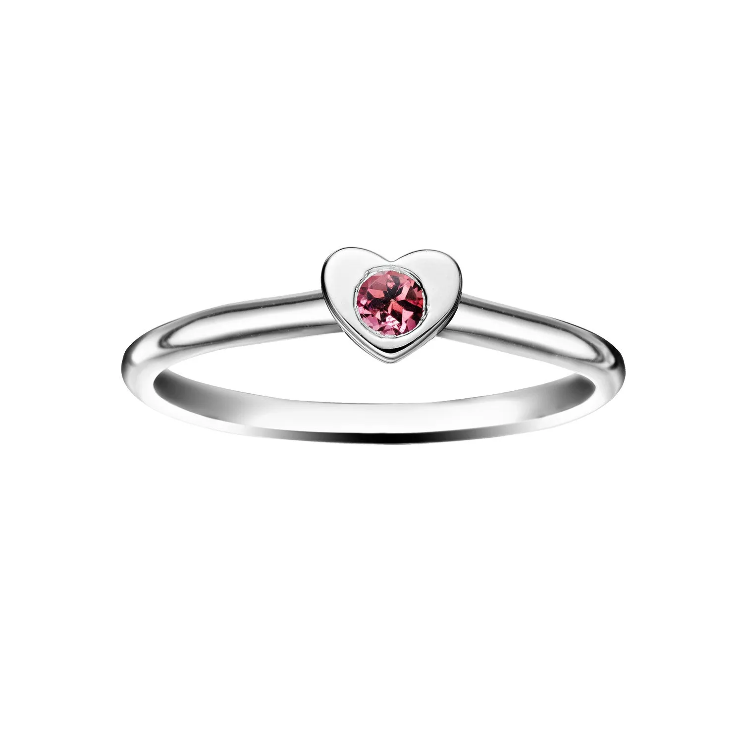 Girl's Heart Stacking Birthstone Rings - Sterling Silver