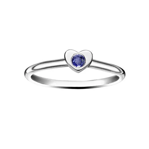 Girl's Heart Stacking Birthstone Rings - Sterling Silver