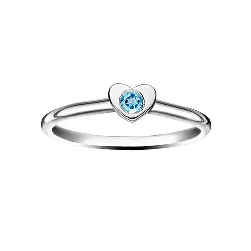 Girl's Heart Stacking Birthstone Rings - Sterling Silver