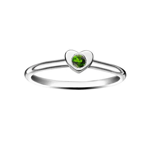 Girl's Heart Stacking Birthstone Rings - Sterling Silver