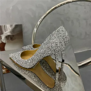 Glitter Inlaid Pearl Design Ladies Party High Heels