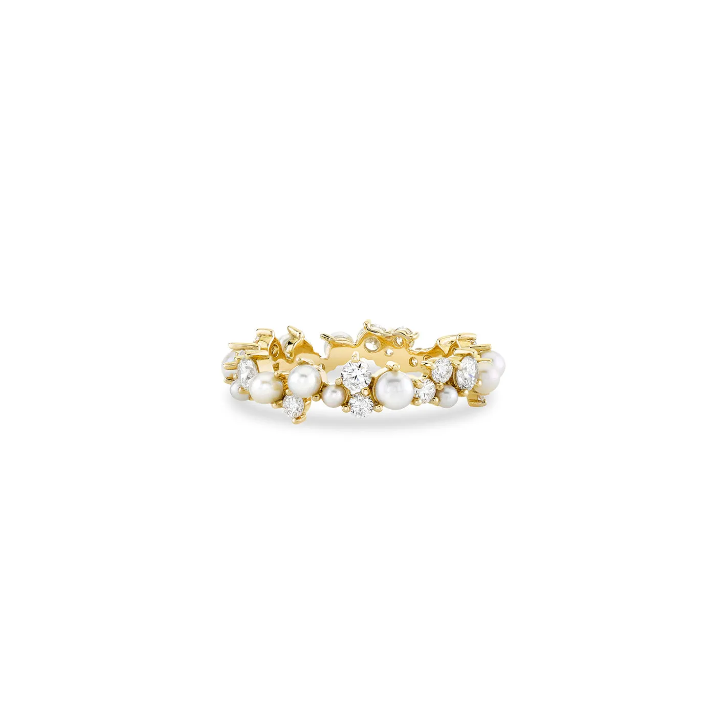 Gold & Diamond Pearl Cocktail Eternity Ring