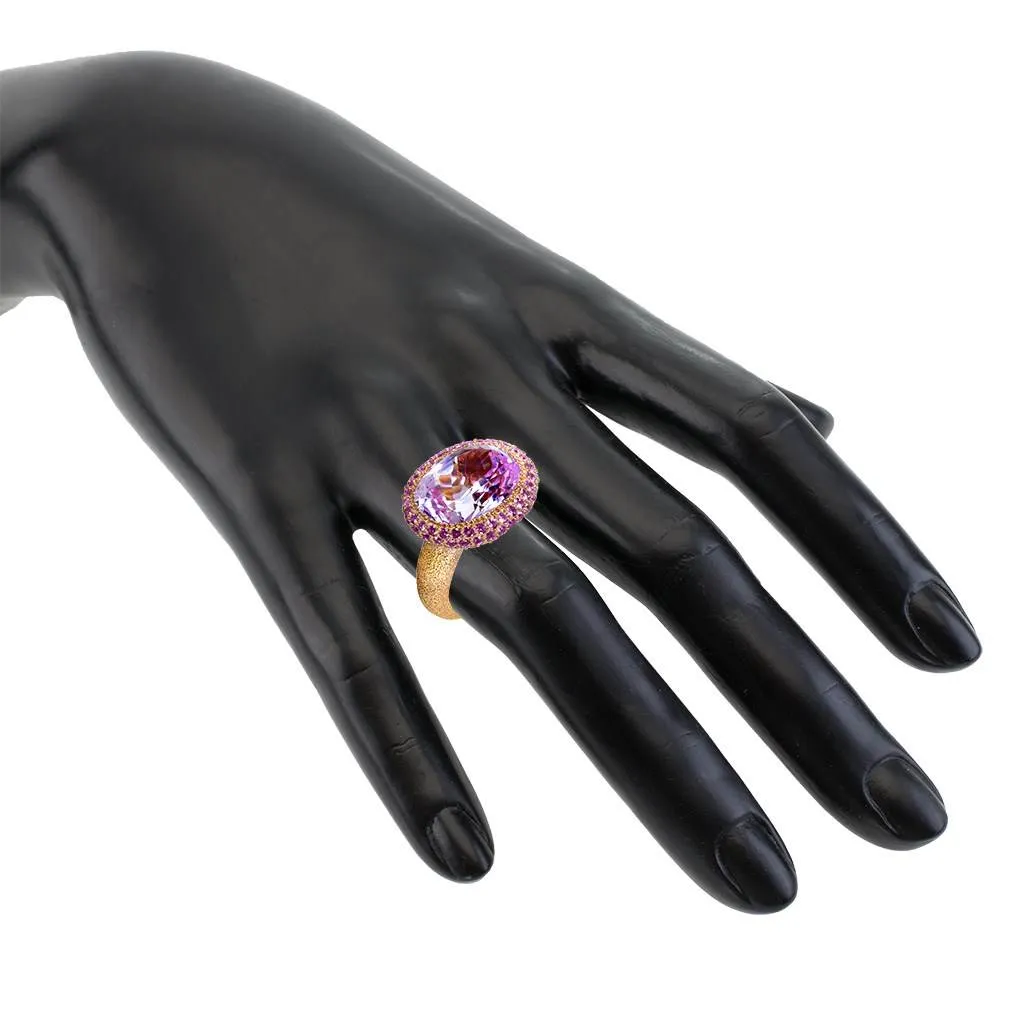 Gold Cocktail Ring with Kunzite & Pink Sapphires