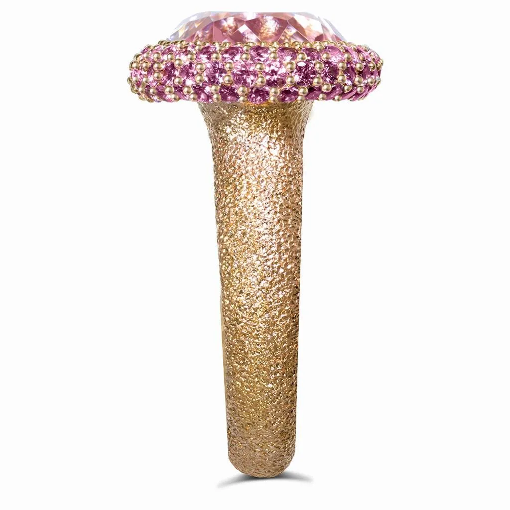 Gold Cocktail Ring with Kunzite & Pink Sapphires