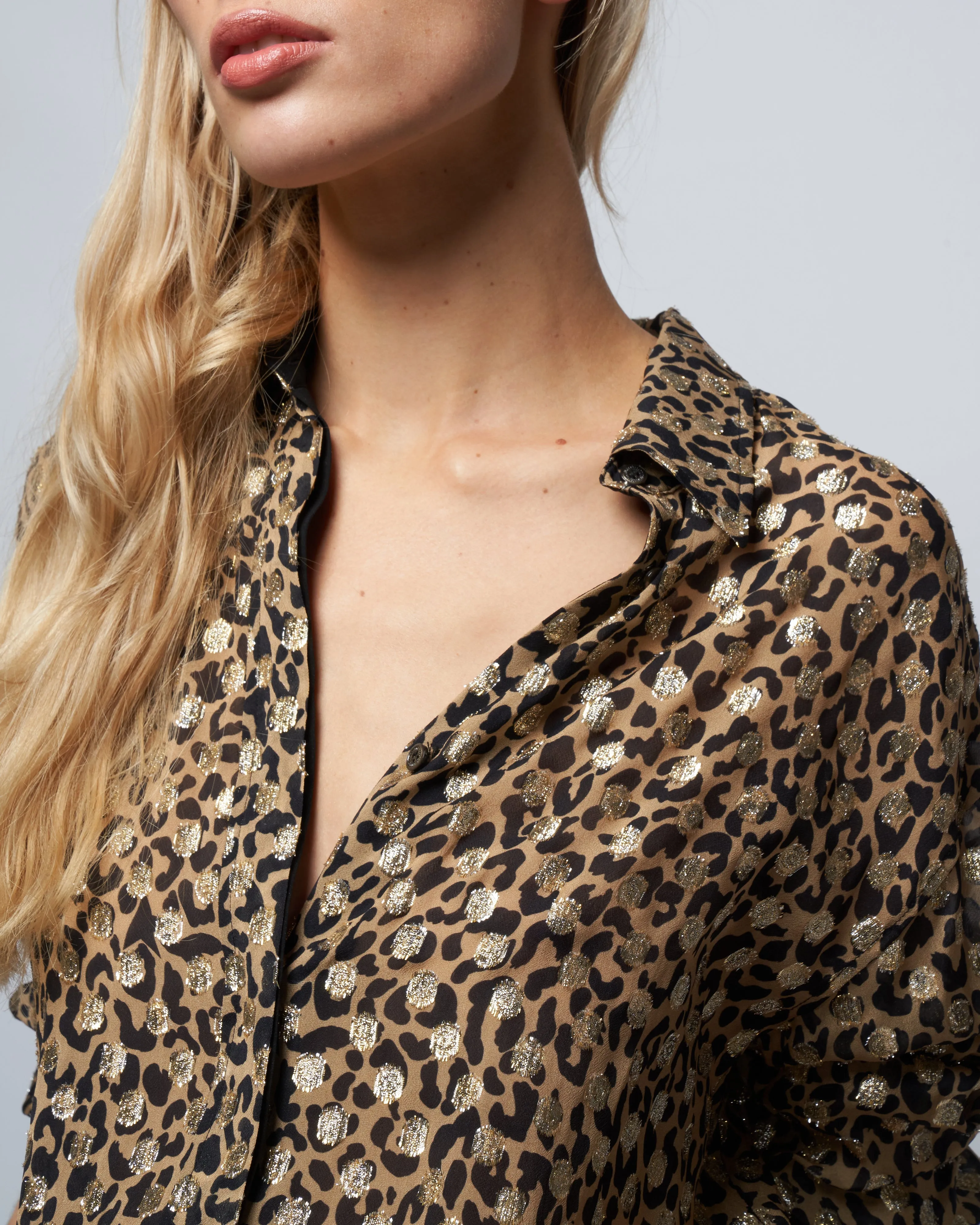 golden boyfriend shirt leopard print - tannin/black/gold