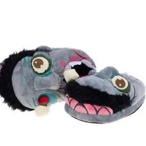 Gray Zombie Winter Slippers – Fun and Cozy Indoor Footwear