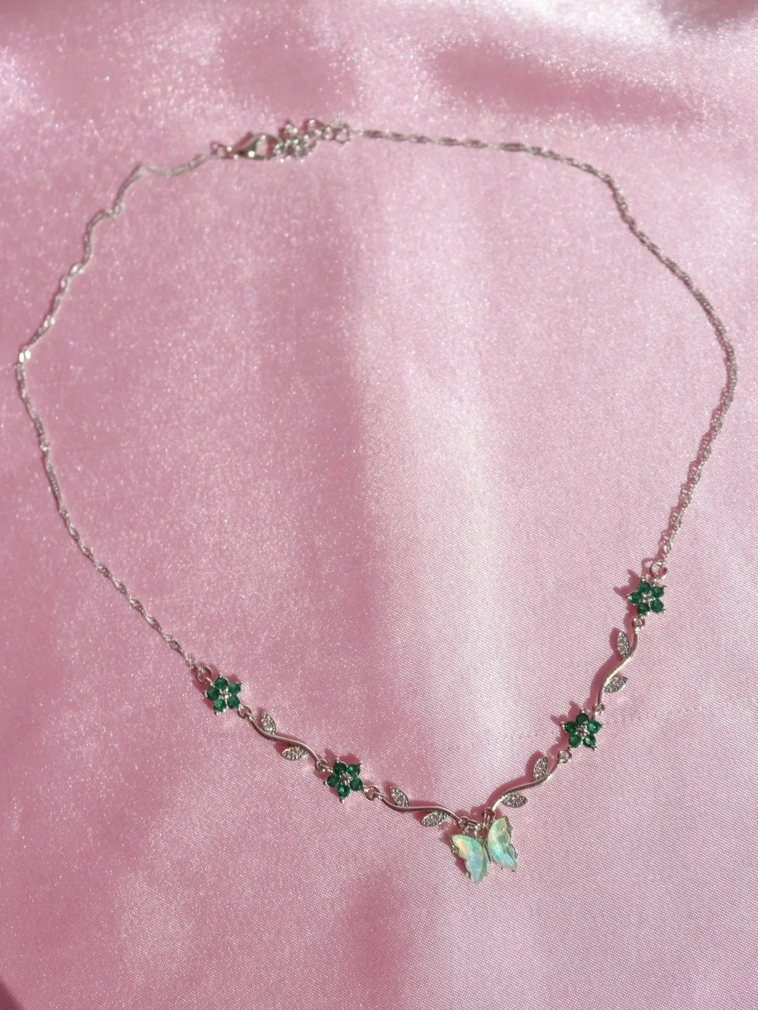Green Butterfly Garden Necklace