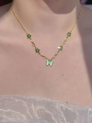 Green Butterfly Garden Necklace