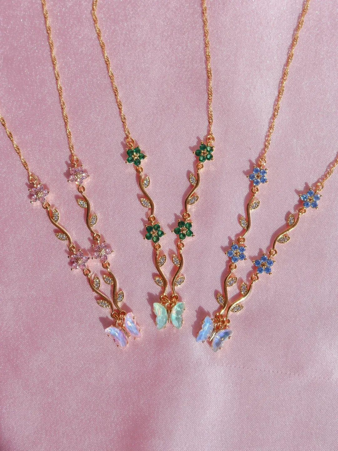 Green Butterfly Garden Necklace
