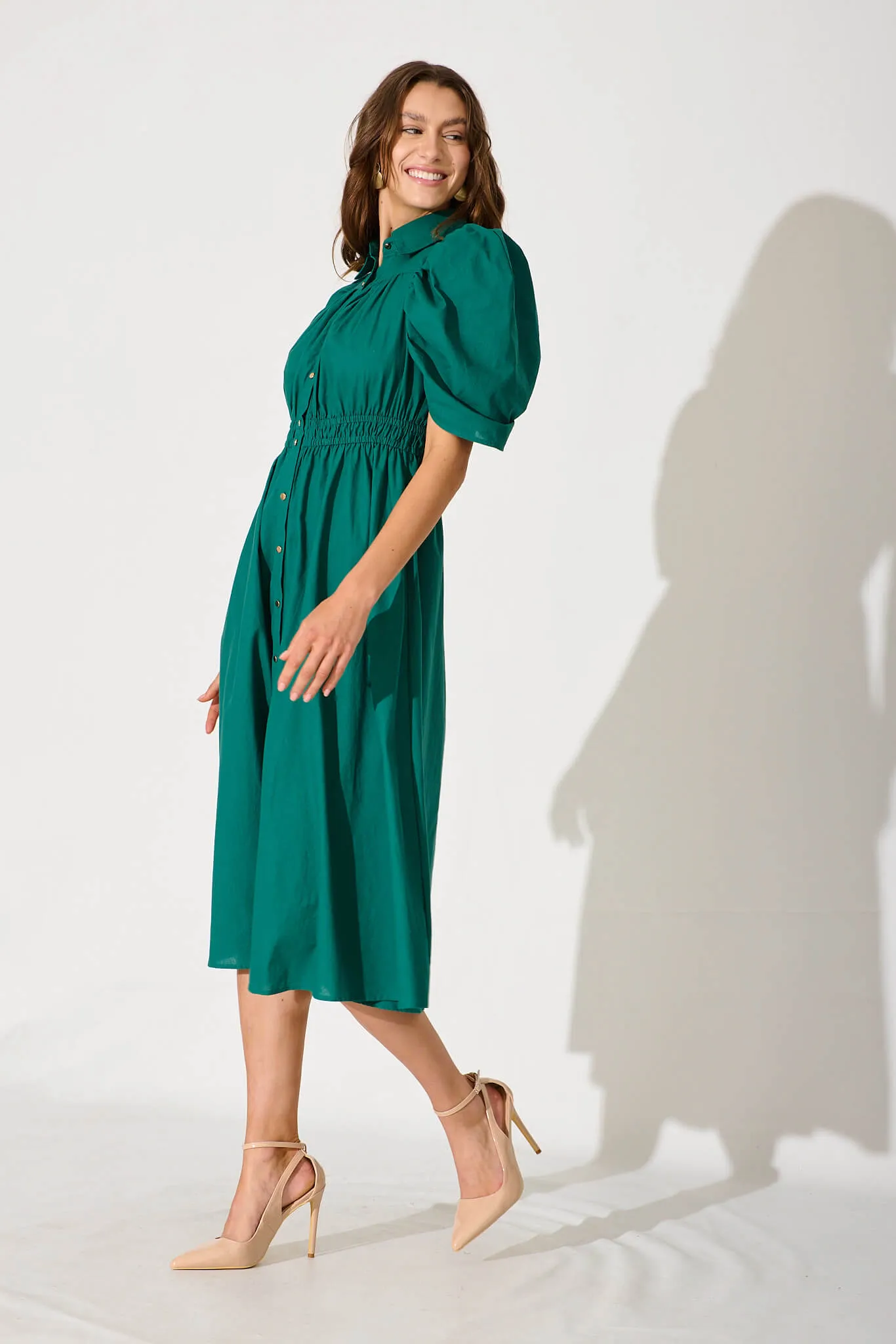 Green Cotton Midi Dress for Gemini Lovers