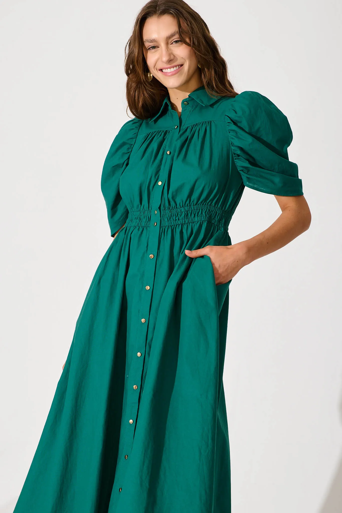 Green Cotton Midi Dress for Gemini Lovers