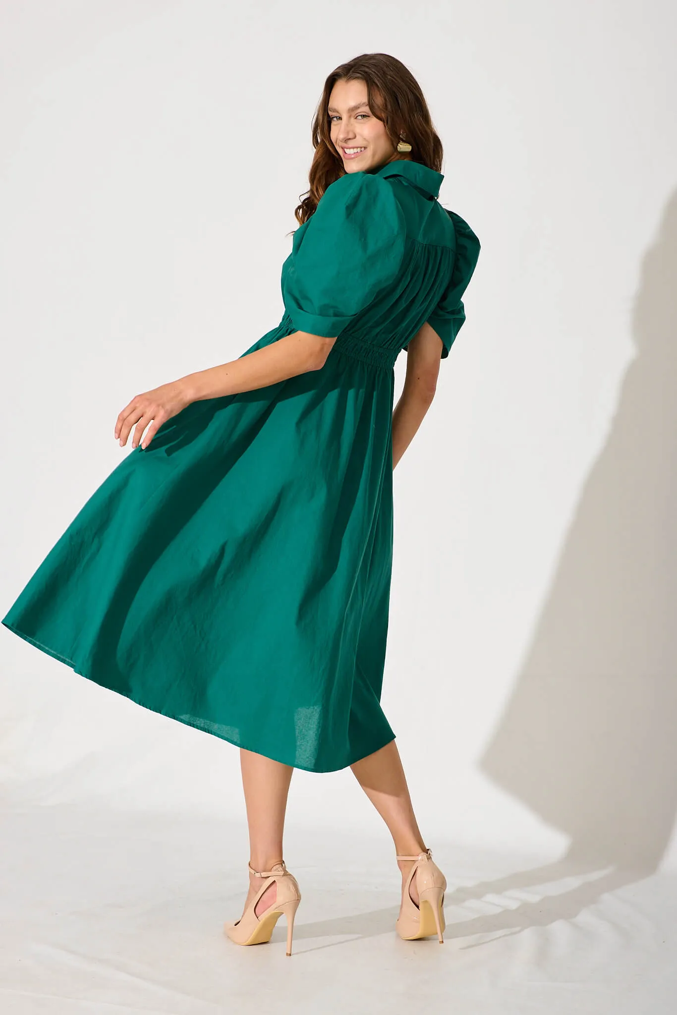 Green Cotton Midi Dress for Gemini Lovers