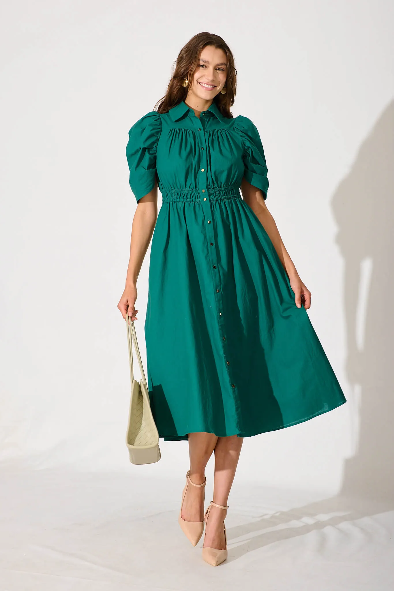 Green Cotton Midi Dress for Gemini Lovers