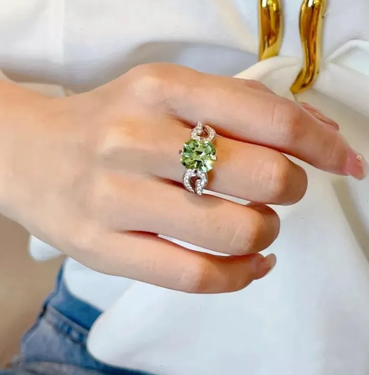 Green Diamond Ring | Green Amethyst Ring